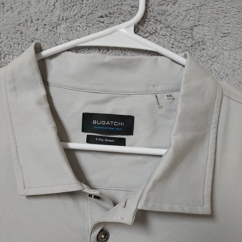 Bugatchi Polo Shirt Men 2XL XXL Ooohcotton Tech 8 Way Stretch Performance EUC - Picture 3 of 8
